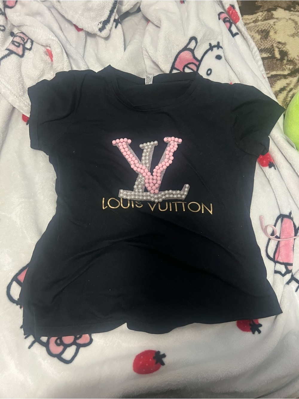 Fashion Girls' Black Tee with Pink & Silver Logo